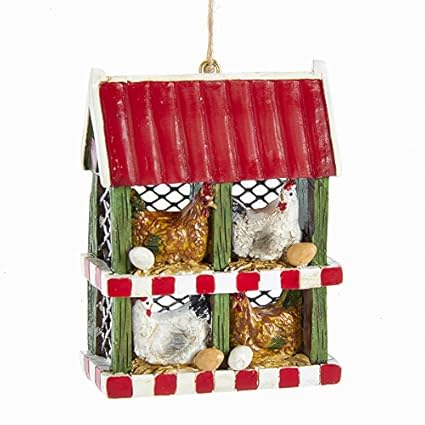 Buy Kurt Adler Chicken Coop With Chickens And Eggs Ornament Online