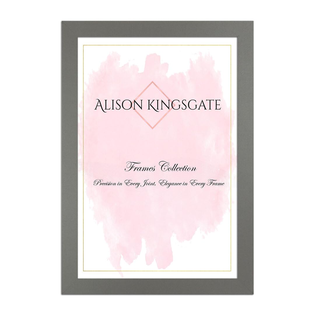 Alison Kingsgate Sleek A4 Picture Frame - Engineered Wood with Shatterproof Perspex Front -Perfect for Photos, Posters, Certificates -Suitable for Wall Mount or Tabletop Display - Dark Grey