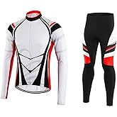 Lixada Men's Cycling Jersey Suit Winter Thermal Fleece Long Sleeve MTB Road Bicycle Shirt with 3D Tights Padded Pants