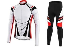 Lixada Men's Cycling Jersey Suit Winter Thermal Fleece Long Sleeve MTB Road Bicycle Shirt with 3D Tights Padded Pants
