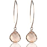 Rose Gold Rose Quartz Drop Earrings Sterling Silver
