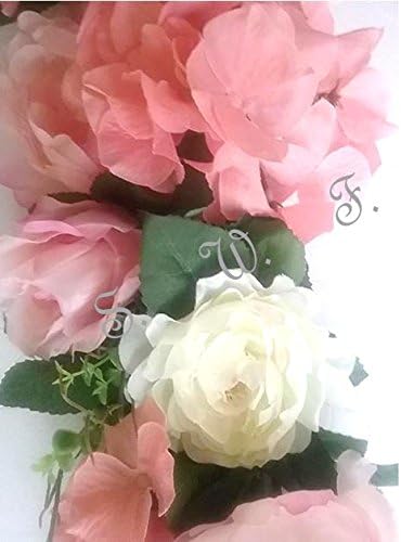 Wedding Flowers 35" Peony Rose Hydreangea Swag Silk Arch Home Pary Decoration (Pink)