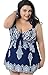 QZUnique Women's One Piece Bathing Suit Tummy Control Swimwear Halter Ruched Swimsuit Plus Size Vintage Monokini
