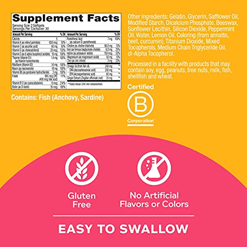OLLY Ultra Strength Prenatal Multivitamin Softgels, Supports Healthy Growth, Brain Development