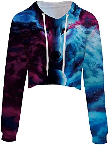 Dreamskull Womens Casual Sugar Skull Floral Cropped Hoodies Long Sleeve Hooded Crop Sweatshirts
