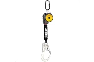 Shemior 11FT Self Retracting Lifeline, Swivel Top Self Retractable Safety Lanyard, ANSI Lightweight Web SRL, Rebar Hook Fall Arrest Protection Gear