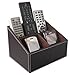 KINGFOM TV Remote Control Holder with 3 Compartments, Beside Remote Caddy Desktop Organizer for DVD, CD, Blu-Ray, Media Player, Heater Controllers and Cosmetics Office Supplies (brown)