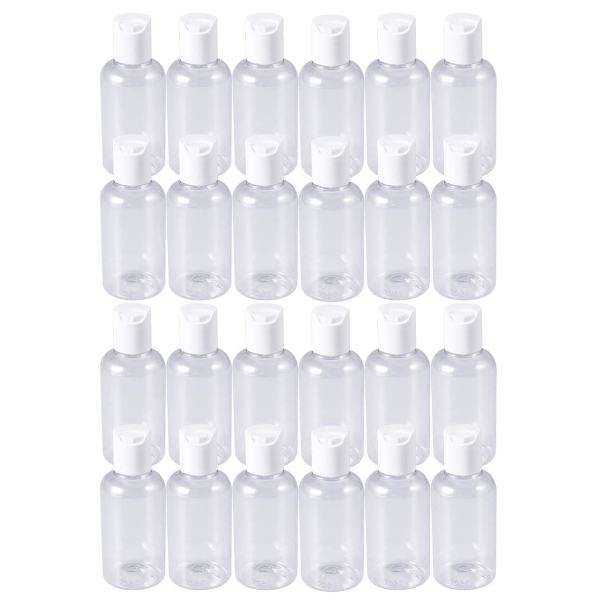 minkissy 24Pcs Plastic Squeeze Bottles with Disc Top Flip Cap Mini Empty Bottles Refillable Cosmetics Makeup Bottle 75ml
