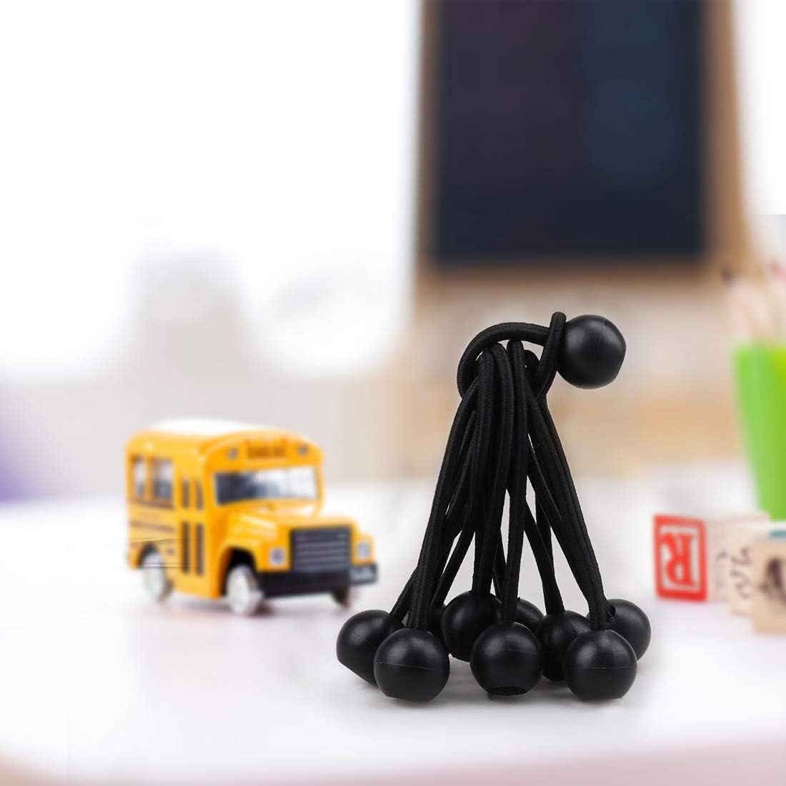 30 Pack Bungee Balls, Taomoder Black Bungee Cord HeavyWeight 4 inches Tarp Bungee Cords Tie Down Straps Multifunction Elastic Rope for Camping, Tents, Cargo, Projector Screen, Canopy Tent - - 