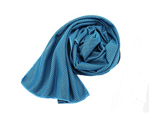 Cooling Towel,Reusable Instant Chill Relief Heat Microfiber Cool Cloth for Sports, Fitness, Gym, Yoga, Travel, Camping, Training,Driving, Cycling, Hot & Cold Therapy (Blue)
