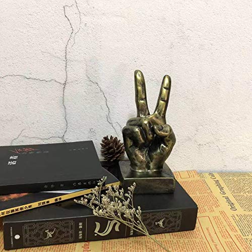 Lependor Golden Polyresin Hand Gesture Desk Statues Finger Sculpture Decor - Golden Victory Fingers