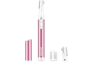 Upgraded Eyebrow Trimmer, Funstant Precision Electric Eyebrow Razor for Women Battery-Operated Facial Hair Remover with Comb No Pulling Sensation Painless for Face Chin Neck, Upper-Lip, Peach-Fuzz