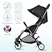 Black Deluxe Dual-Brake Single Baby Stroller, Portable Light Weight Travel Pram, Large Water Resistant Umbrella Canopy For Infant Toddler, Boys, Girls Unisex 3 Month, 1, 2 Year Old and UP