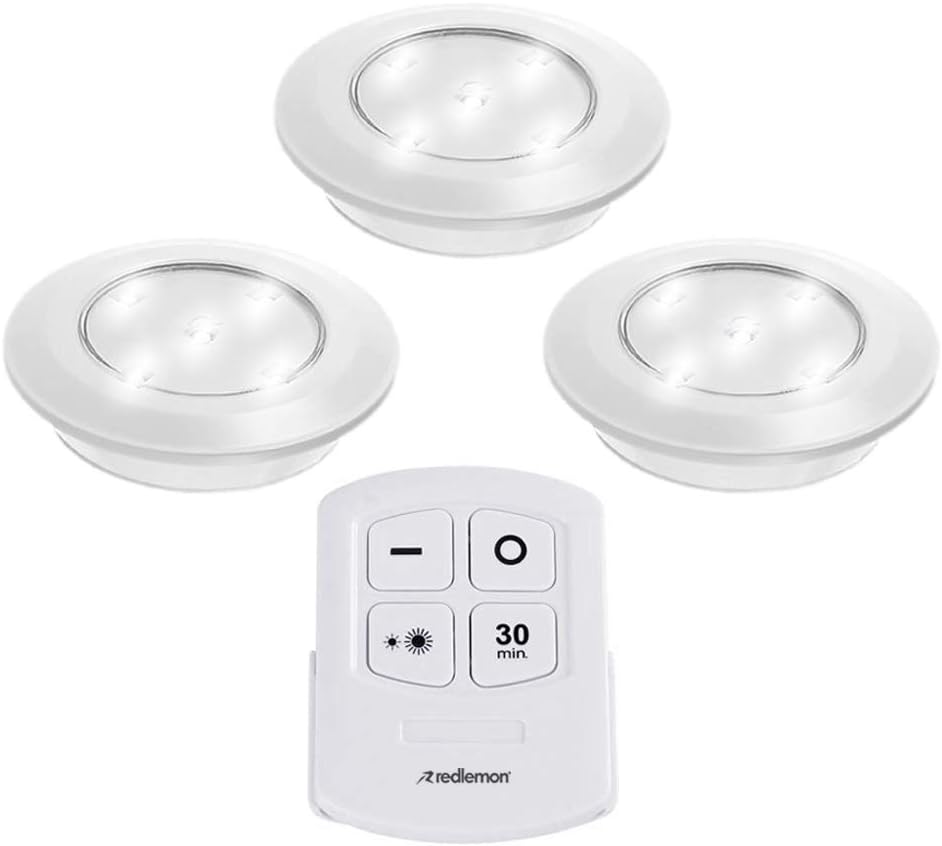 Redlemon Luces LED Inalámbricas Adheribles con Control Remoto (3 piezas