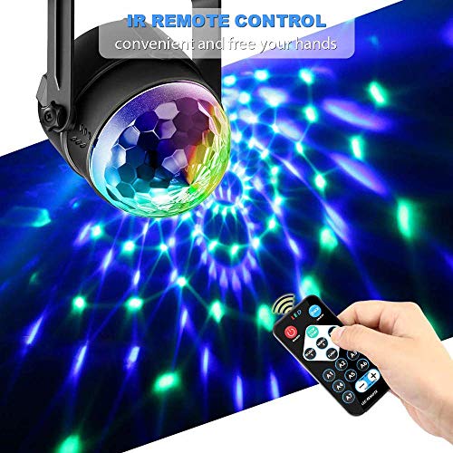Disco Lights Disco Ball Party Lights Sound Activated, Karrong RGB Strobe Lights DJ Light Rotating Mirror Ball Lighting Effect for Kids Halloween Xmas Birthday Disco Parties Dance Karaoke Decoration