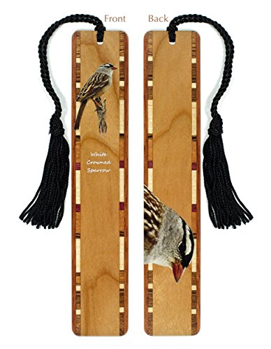 White-crowned Sparrow - Bird Wooden Bookmark with Tassel