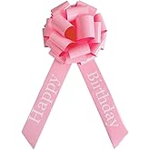 12 Inch Happy Birthday Big Pink Bow, Big Bow for Present, Party Decorations, Christmas Events Bikes,Table Decorations and Party Events Decoration ((Pink, 12 Inch (Pack of 1))