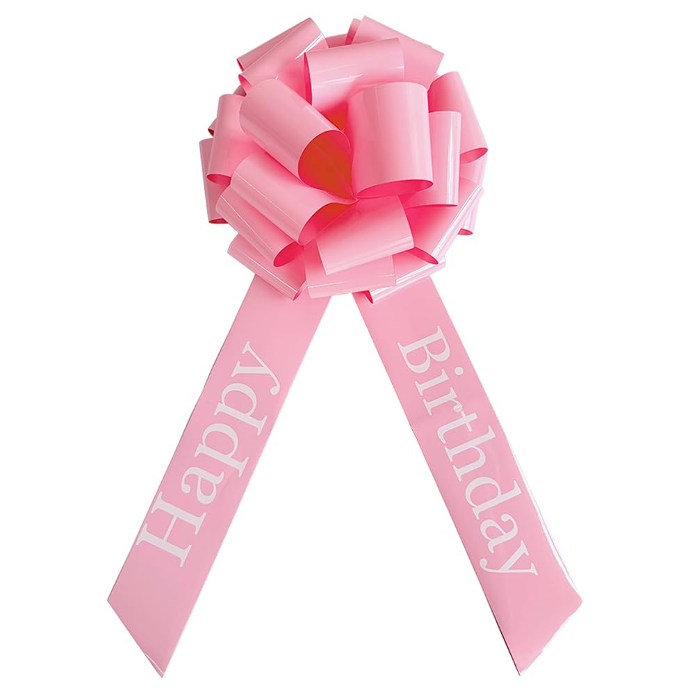 Photo 1 of 12 Inch Happy Birthday Big Pink Bow, Big Bow for Present, Party Decorations, Christmas Events Bikes,Table Decorations and Party Events Decoration ((Pink, 12 Inch (Pack of 1))
