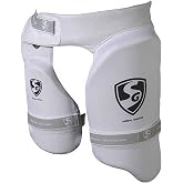 SG Ultimate Combo Thigh Guard | White | Men RH | Polyester | Men | Customised Adjustment | Thigh &amp; Inner Thigh Guard | Comfort-Fit Elasticated Straps | Fully Adjustable | Secure Fit