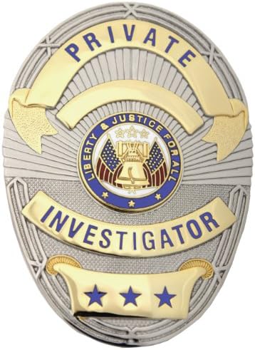 Private Investigator Gold on Silver Shield Badge