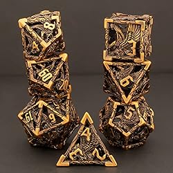 KERWELLSI Hollow Metal DND Dice Set, 7pcs D&D Dice