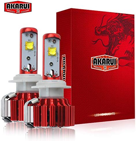 Akarui LED Headlight Bulbs Conversion Kit - Single Beam - CREE - 9,600 lumens - 55W - 6000K Cool White - 2-Year Warranty - Pair (9012)