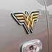 Fan Emblems Wonder Woman Logo 3D Car Emblem Black/Yellow/Chrome, DC Comics Automotive Sticker Decal Badge Flexes to Fully Adhere to Cars, Trucks, Motorcycles, Laptops, Windows, Almost Anything