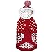 Blueberry Pet Let It Snow Classic Ugly Christmas Holiday Snowflake Pullover Hoodie Dog Sweater in Red and White, Back Length 10
