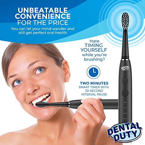 Sonic Electric Toothbrush- Electronic Black Toothbrush w/Replacement Brush Heads & Travel Case, 5 Modes, Dentist Recommended, Rechargeable w/Smart Timer, Best Ultra Whitening Toothbrushes For Adults. - Thumbnail 5