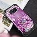 LONTECT Compatible Galaxy S7 Case Floral 3 in 1 Heavy Duty Hybrid Sturdy High Impact Shockproof Protective Cover Case for Samsung Galaxy S7, Black/Purple Flower