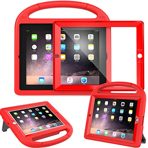 AVAWO Kids Case Built-in Screen Protector for iPad 2 3 4 (Old Model)- Shockproof Handle Stand Kids Friendly Compatible with iPad 2nd 3rd 4th Generation (Red)
