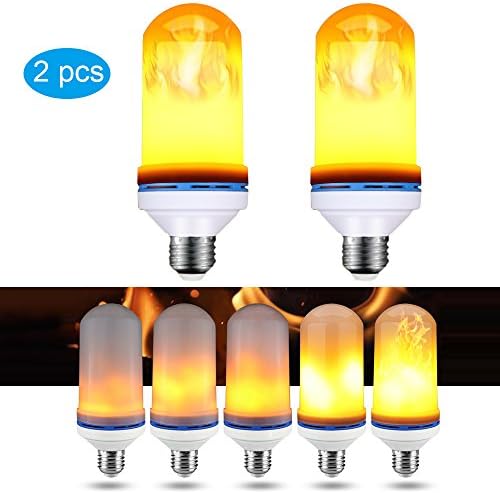2 Packs LED Flame Effect Light Bulb E26 LED Flickering Flame Light Bulbs 2835 LED Beads Simulated Decorative Light Atmosphere Lighting Flaming Light Bulb for Bar Christmas Festival Party Decoration