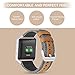 Jobese Compatible with Fitbit Blaze Bands, Soft Classic Canvas Fabric Straps with Genuine Leather Bands with Silver Metal Frame Compatible with Fitbit Blaze Bands Men Women