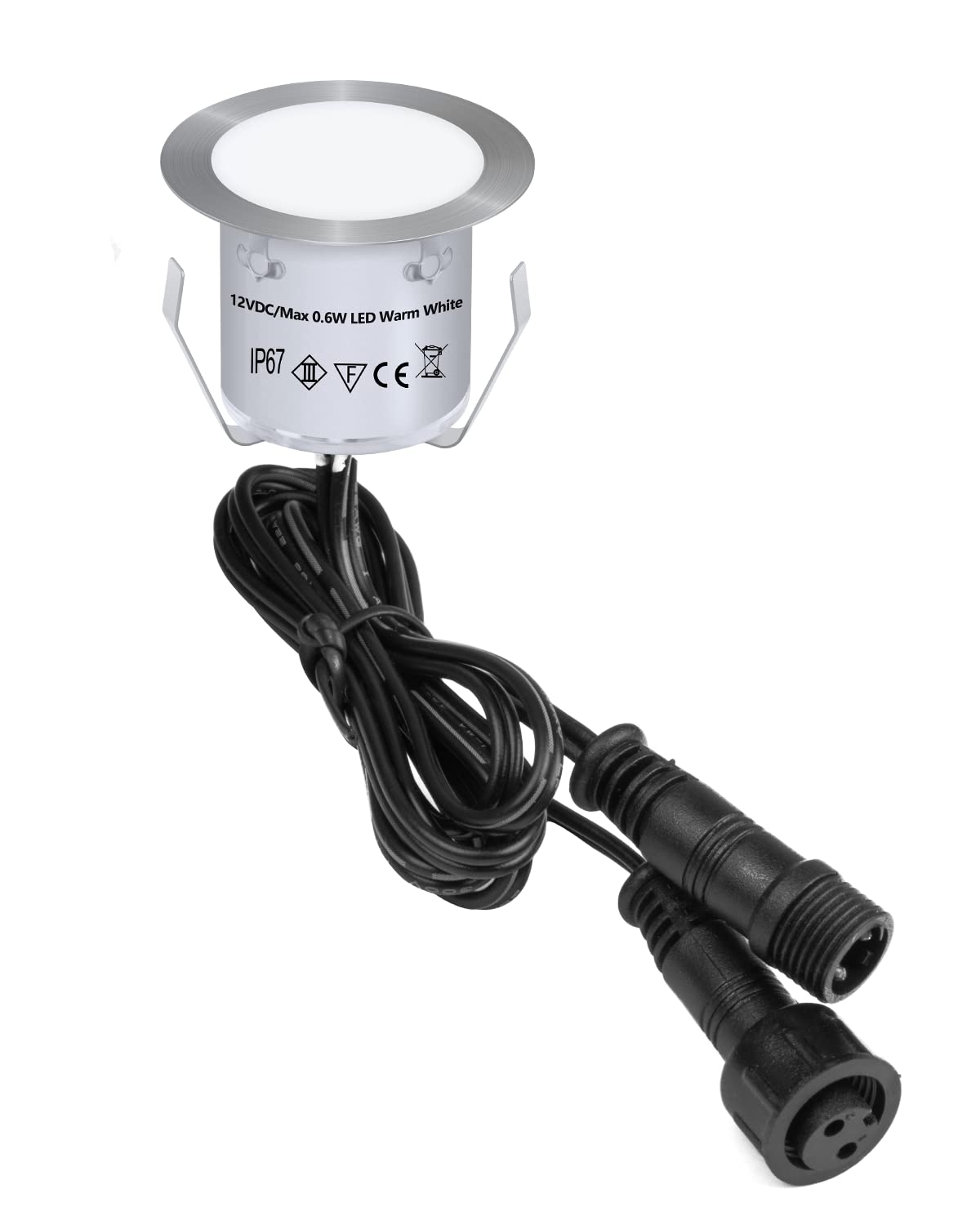 HIBOITEC 1Pack Decking Light, Warm White LED Deck Lighting, IP67 Waterproof Plinth Lights for Outdoor, Garden, Floor Tile, Staircase (Power Adapter not Included)