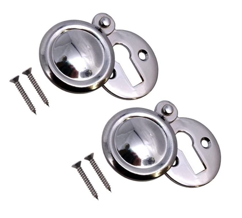 TERF® Polished Chrome Escutcheon Covered 35mm Keyhole Cover Escutcheon including Fixing Screw - Pack of 2