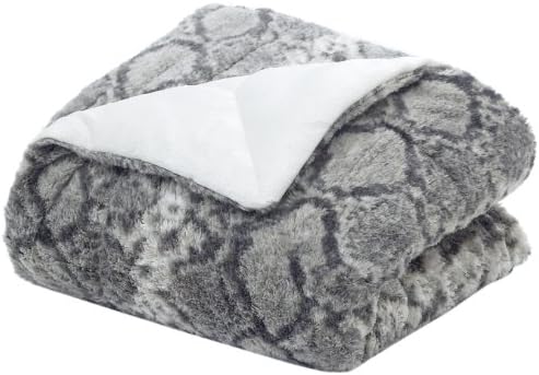 Oversized Fur Throw Blanket 50 inch x 70 inch, Snakeskin Faux