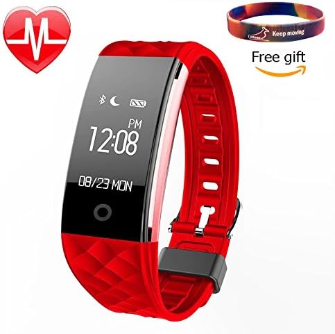 Fitness Tracker, Wireless Bluetooth 4.0 Heart Rate Monitor Sport Activity Trackers Waterproof OLED Display S2 Smart Bracelet Health Sleep Monitor Smart Wristband for Android and IOS Phone (Red)
