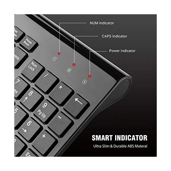 Wireless-Keyboard-and-Mouse-Cimetech-24G-Compact-Keyboard-Mouse-Comb-Set-Slim-Sleek-Design-with-Number-Pad-Desktop-Cordless-for-PCDesktopComputer-Laptop-Windows-XPVista7810-UK-Layout Wireless Keyboard and Mouse, cimetech 2.4G Compact QWERTY UK Layout USB Keyboard and Silent Mouse Set Cordless Slim Mini…