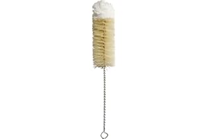 NewFerU Stainless Steel Soda Bottle Cleaning Brush in Natural Boar Bristle Wool Tip Long Handle, Flexible Bendable Thick Wire Cleaner for Narrow Neck Water Baby Bottles Straw Pipe Tube Flask (Big)