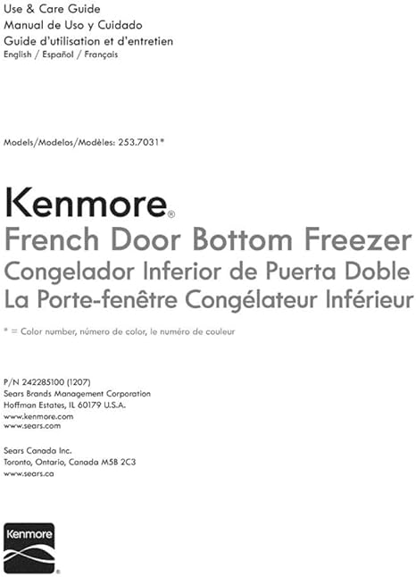 Kenmore 253 Refrigerator Manual