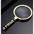 Magnifying Glass 6X + 8X Magnification Magnifier Handheld Magnifier for Science, Reading Book, Inspection. (6X Gold)