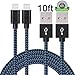 ONSON iPhone Cable,2Pack 10FT Extra Long Nylon Braided Cord Lightning Cable Certified to USB iPhone Charging Charger for iPhone 7/7 Plus/6S/6 Plus,SE/5S/5,iPad,iPod Nano 7 (Black Blue,10FT)