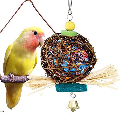 MAIYUAN Bird Chewing Toys for Parrots Natural Rattan Ball Cage Toy Preening Toy for Bird Parrot African Greys Budgie Cockatiel Parakeet Lovebird Cage Toy
