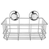 ARCCI Accessories, Powerful Vacuum Suction Cup Shower Caddy Basket - Shampoo Conditioner Holder with Deep Storage Basket and Shelf for Bathroom & Kitchen (Stainless Steel)