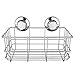 SANNO Suction Cup Shower Caddy Bath Wall Shelf, Deep Bathroom Basket Large Shower Caddy Bath Organizer Kitchen Storage Basket for Gel Holder Bathroom Storage Shampoo, Conditioner -Stainless steel