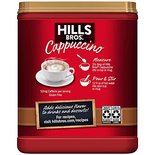 HILLS BROS. INSTANT CAPPUCCINO MIX, ENGLISH TOFFEE (16 OZ, PACK OF 1) – CONVENIENT AND VERSATILE, INSTANT HOT OR ICED COFFEE, FROTHY & RICH ENGLISH TOFFEE FLAVOR – JUST ADD WATER