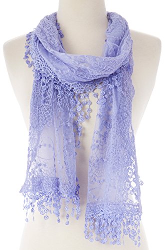 Womens Lightweight Feminine Lace Teardrop Fringe Lace Scarf