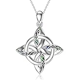 YAFEINI Celtic Knot Necklace Sterling Silver Witches Knot Pendant Necklace Irish Jewelry Gifts For Women