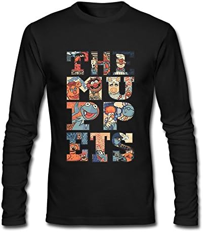 LUYI Men's The Muppets Text Long Sleeve T Shirts XL Black
