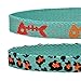 Blueberry Pet Cat Collar Breakaway 2 Pack, Fish Bone & Leopard Print, Adjustable Cat Collars for Boy Cats, Turquoise Blue with Bell, Neck 9-13